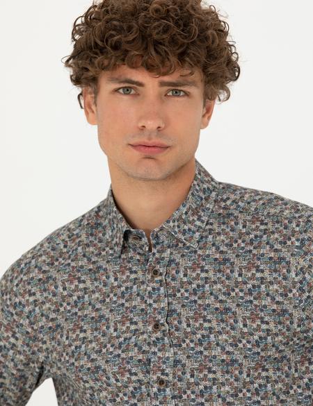 Petrol Slim Fit Uzun Kollu Gömlek - 50274657014