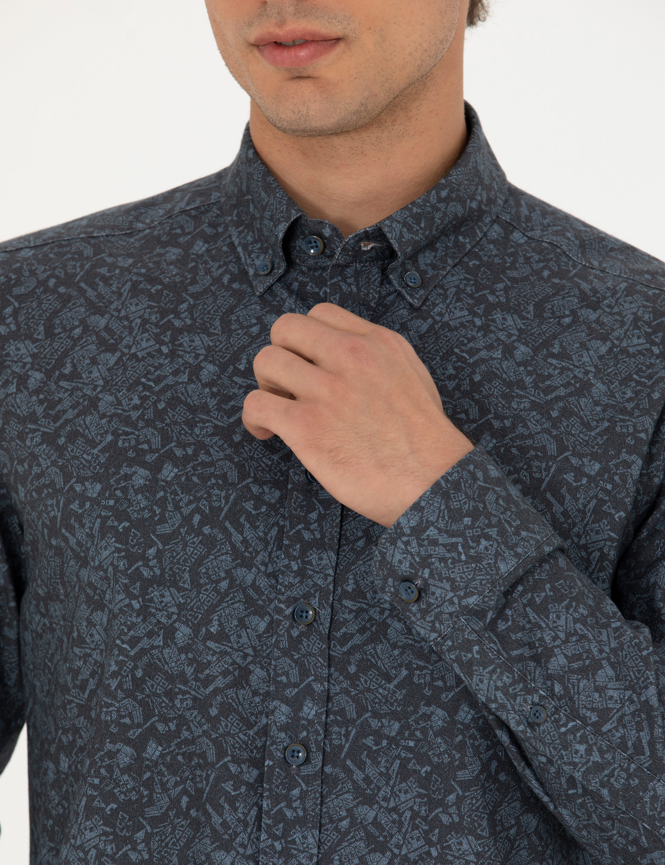 Pierre Cardin Lacivert Slim Fit Uzun Kollu Gömlek görsel 7