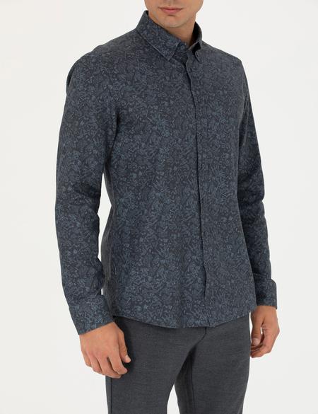 Lacivert Slim Fit Uzun Kollu Gömlek - 50273560014