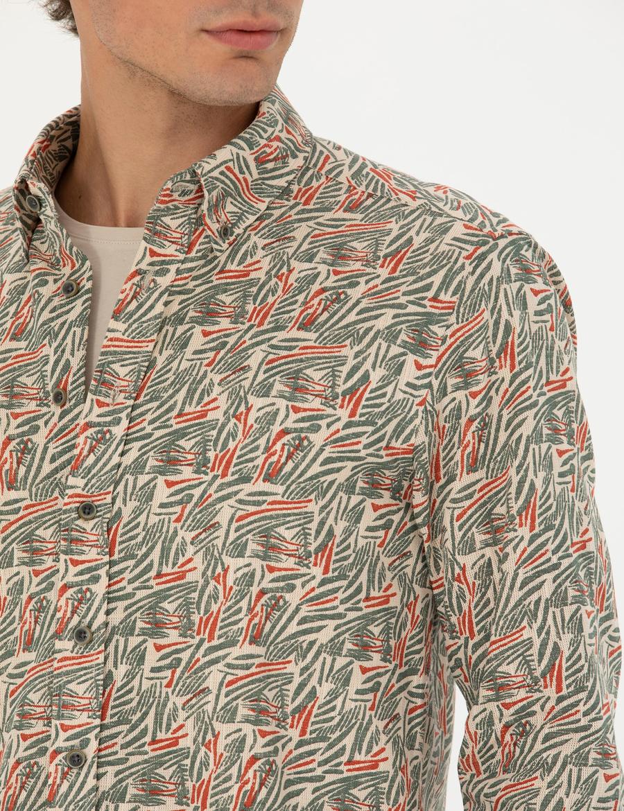 Haki Slim Fit Uzun Kollu Gömlek