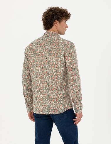 Haki Slim Fit Uzun Kollu Gömlek