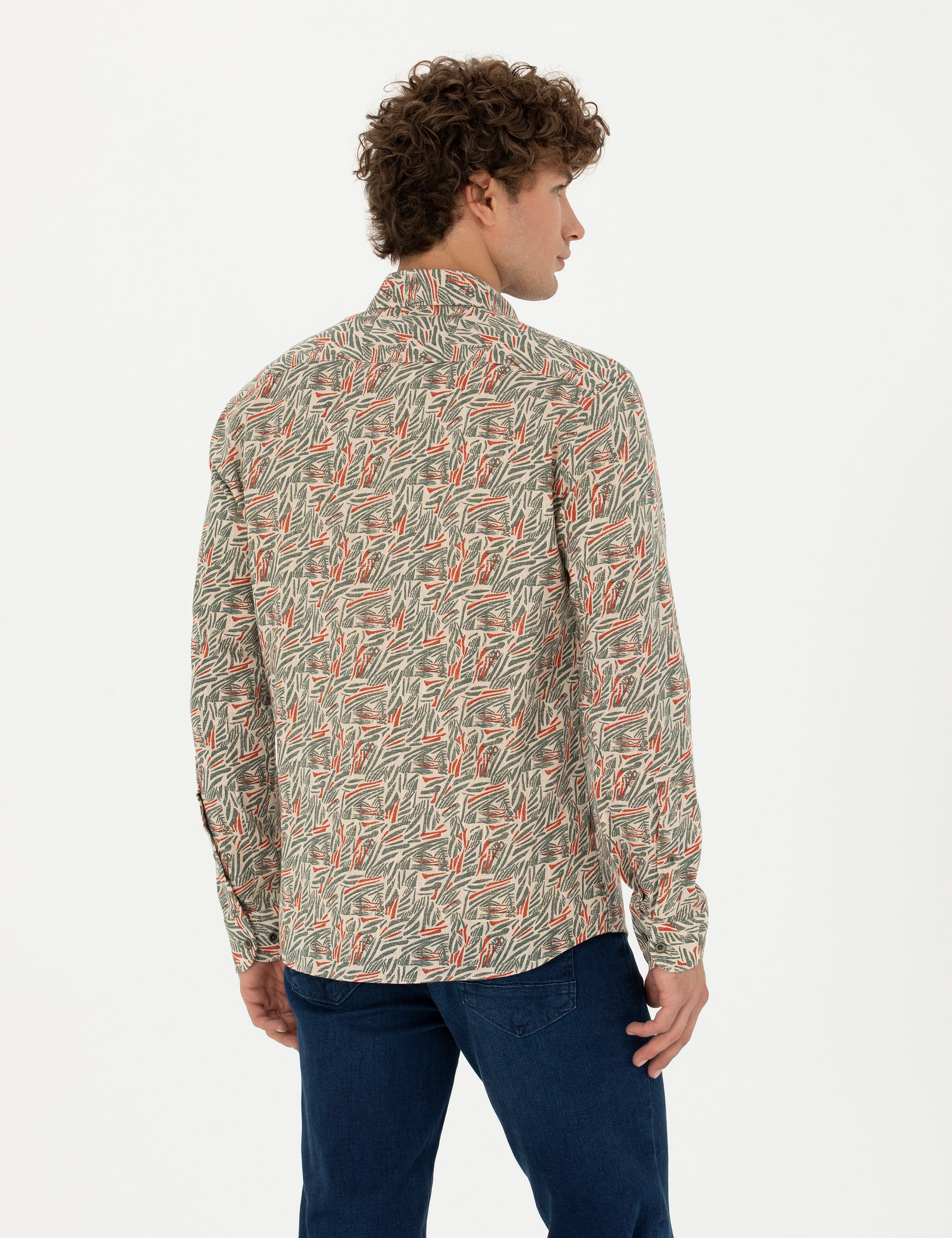 Haki Slim Fit Uzun Kollu Gömlek - Image 4