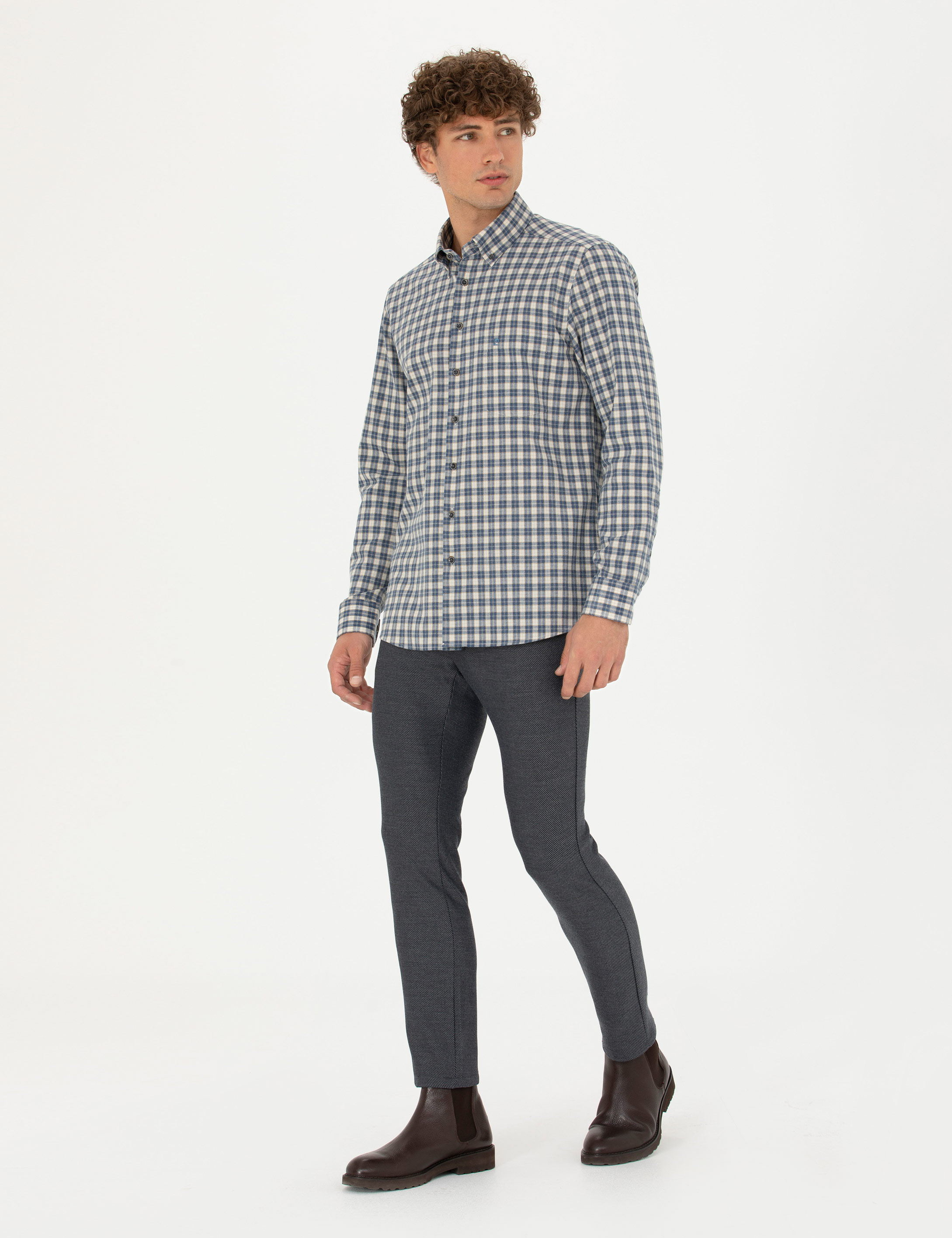 Pierre Cardin Lacivert Regular Fit Uzun Kollu Gömlek görsel 4