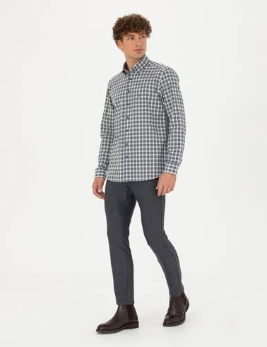 Lacivert Regular Fit Uzun Kollu Gömlek