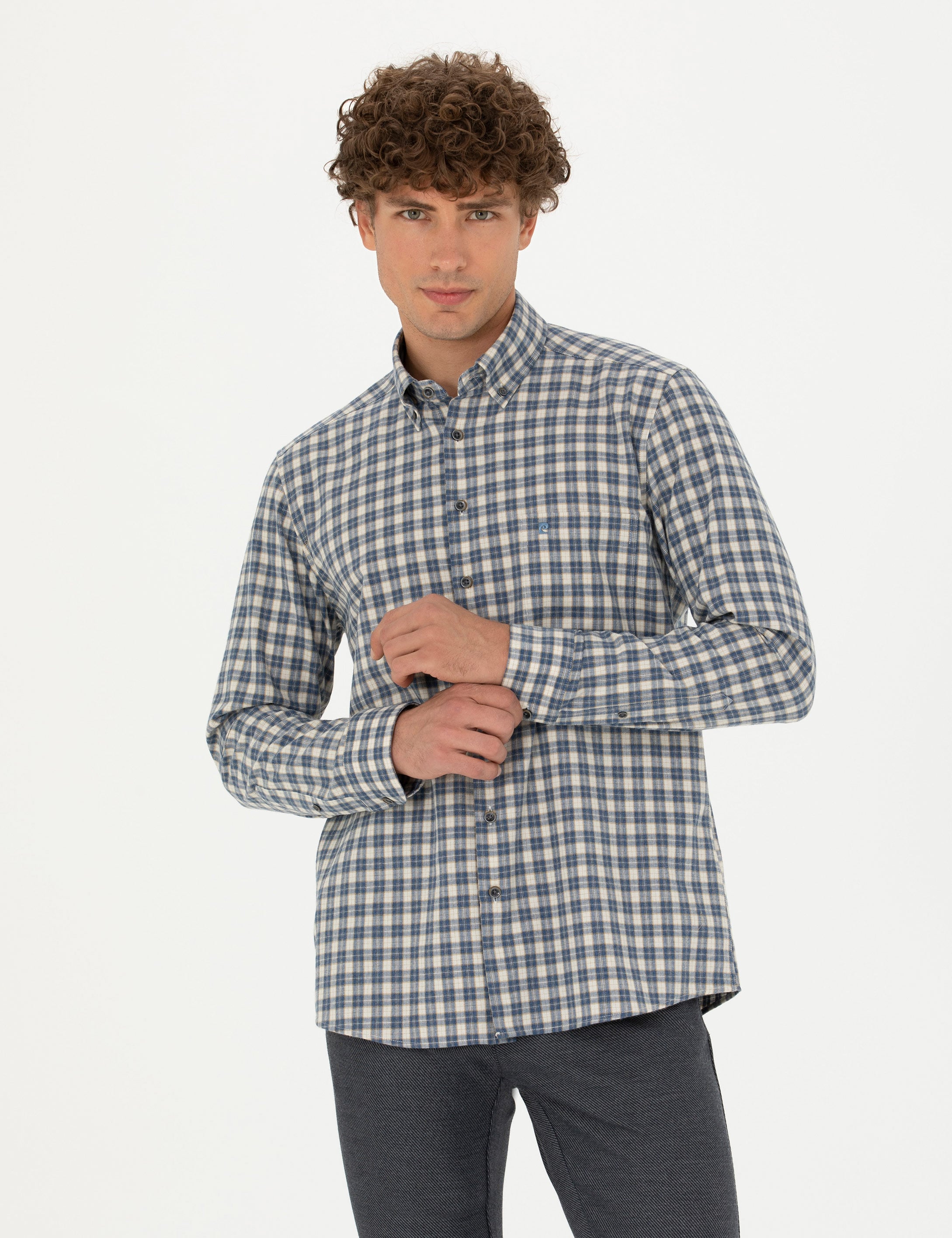 Pierre Cardin Lacivert Regular Fit Uzun Kollu Gömlek görsel 3
