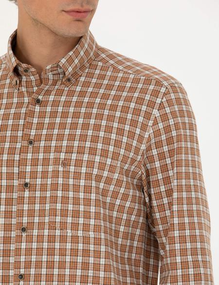 Kahverengi Regular Fit Uzun Kollu Gömlek - 50274597023