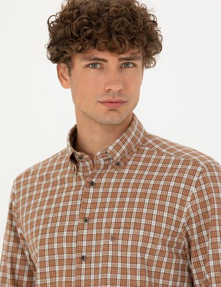 Kahverengi Regular Fit Uzun Kollu Gömlek - 50274597023