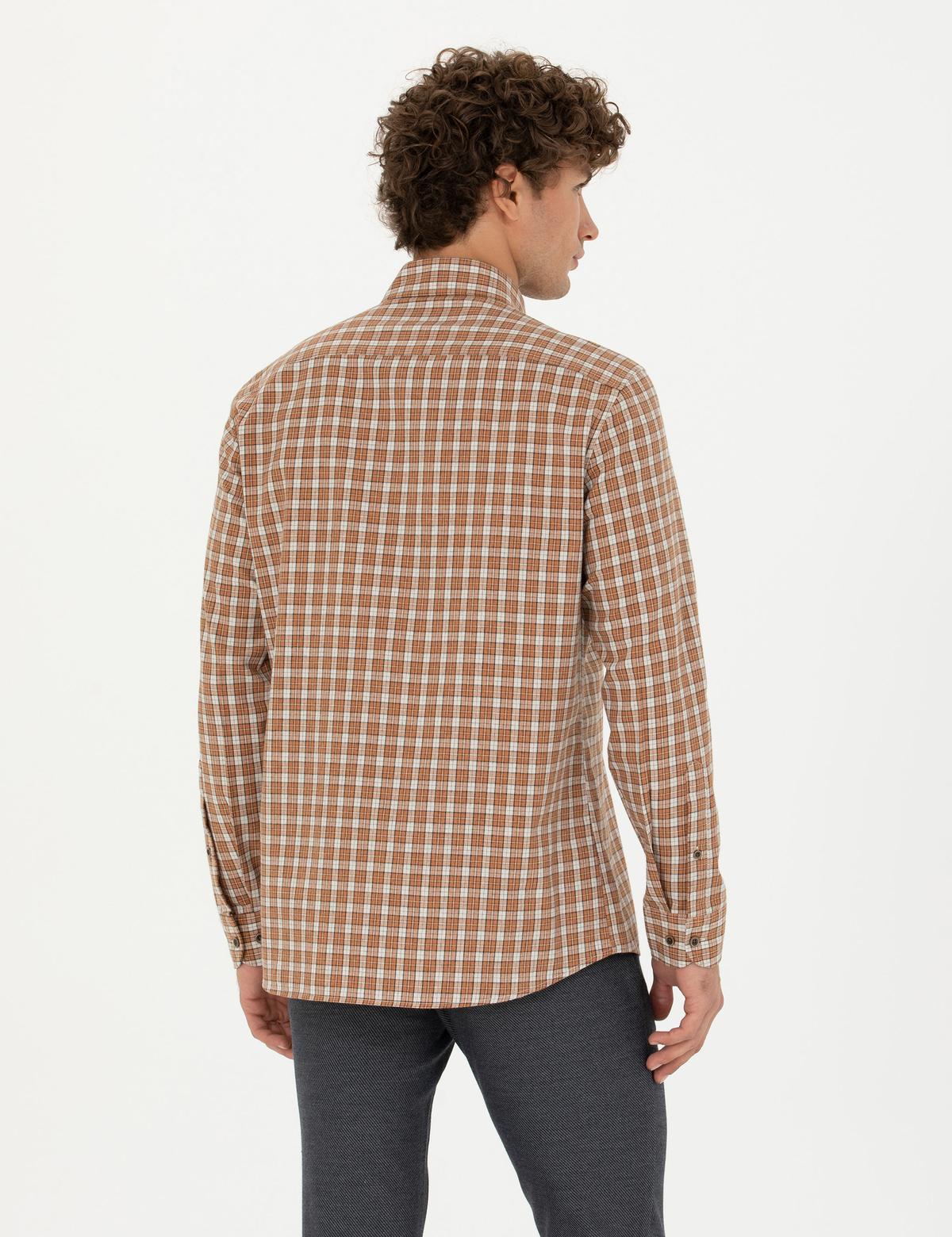 Kahverengi Regular Fit Uzun Kollu Gömlek - 50274597023