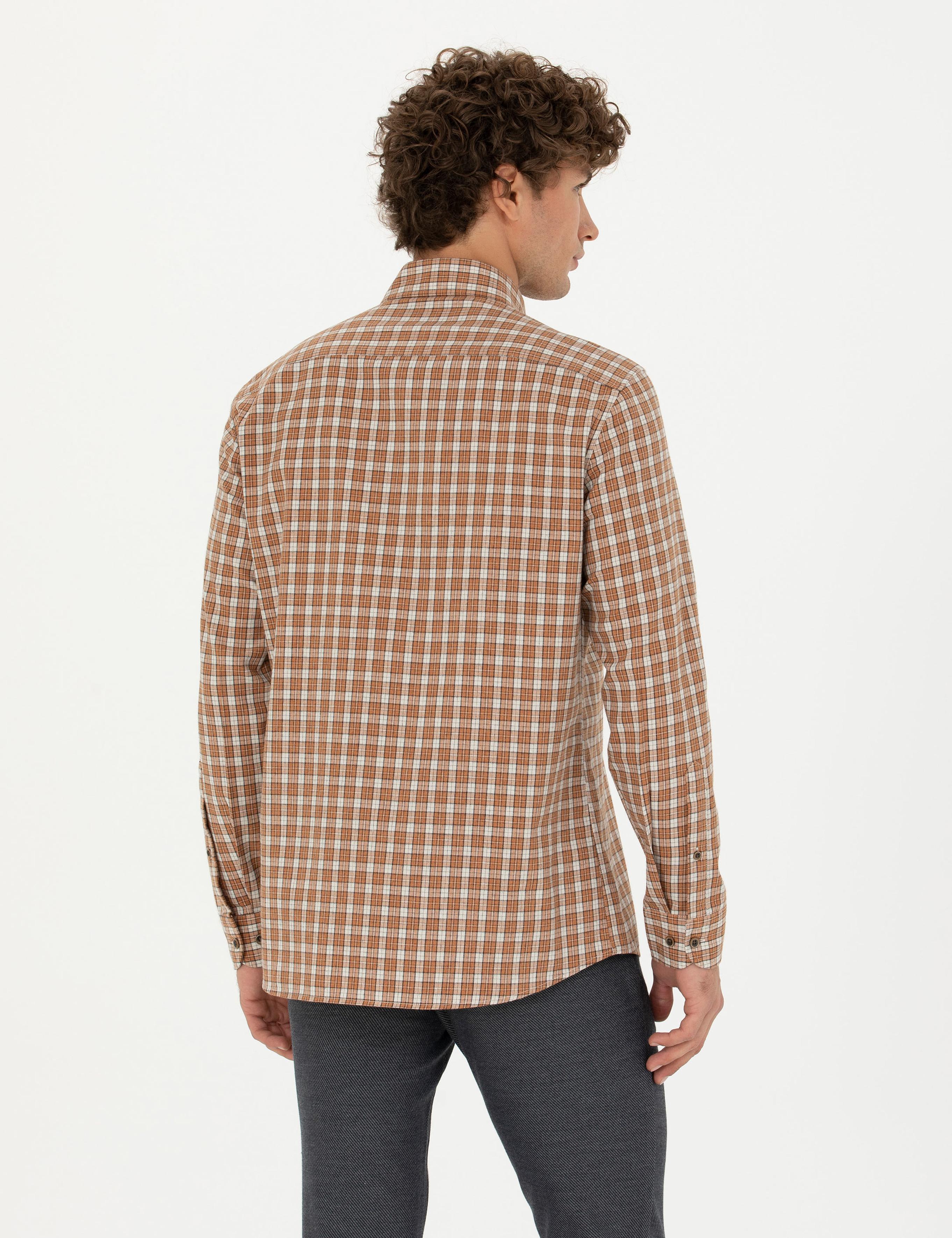 Kahverengi Regular Fit Uzun Kollu Gömlek