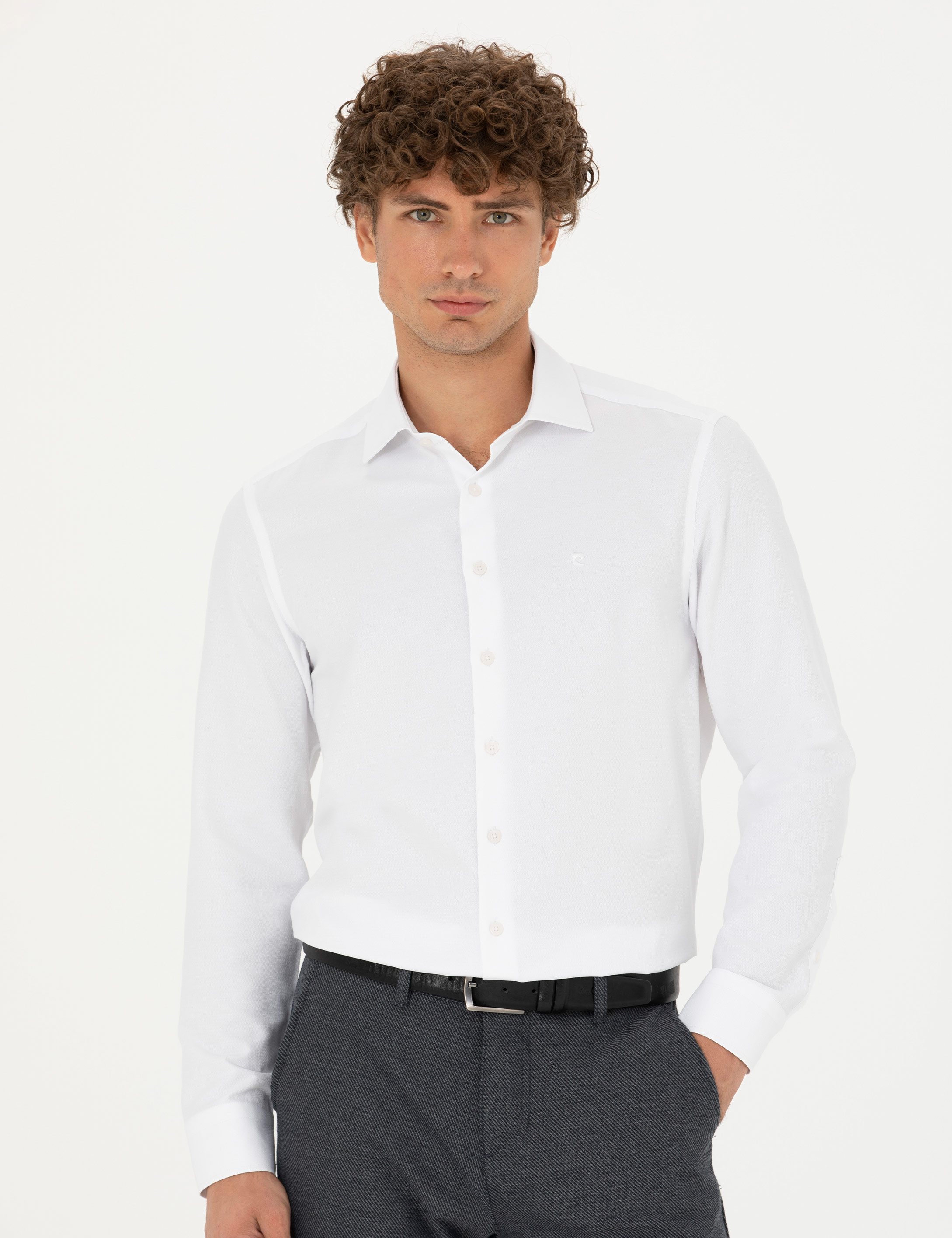 Pierre Cardin Beyaz Slim Fit Uzun Kollu Gömlek görsel 3