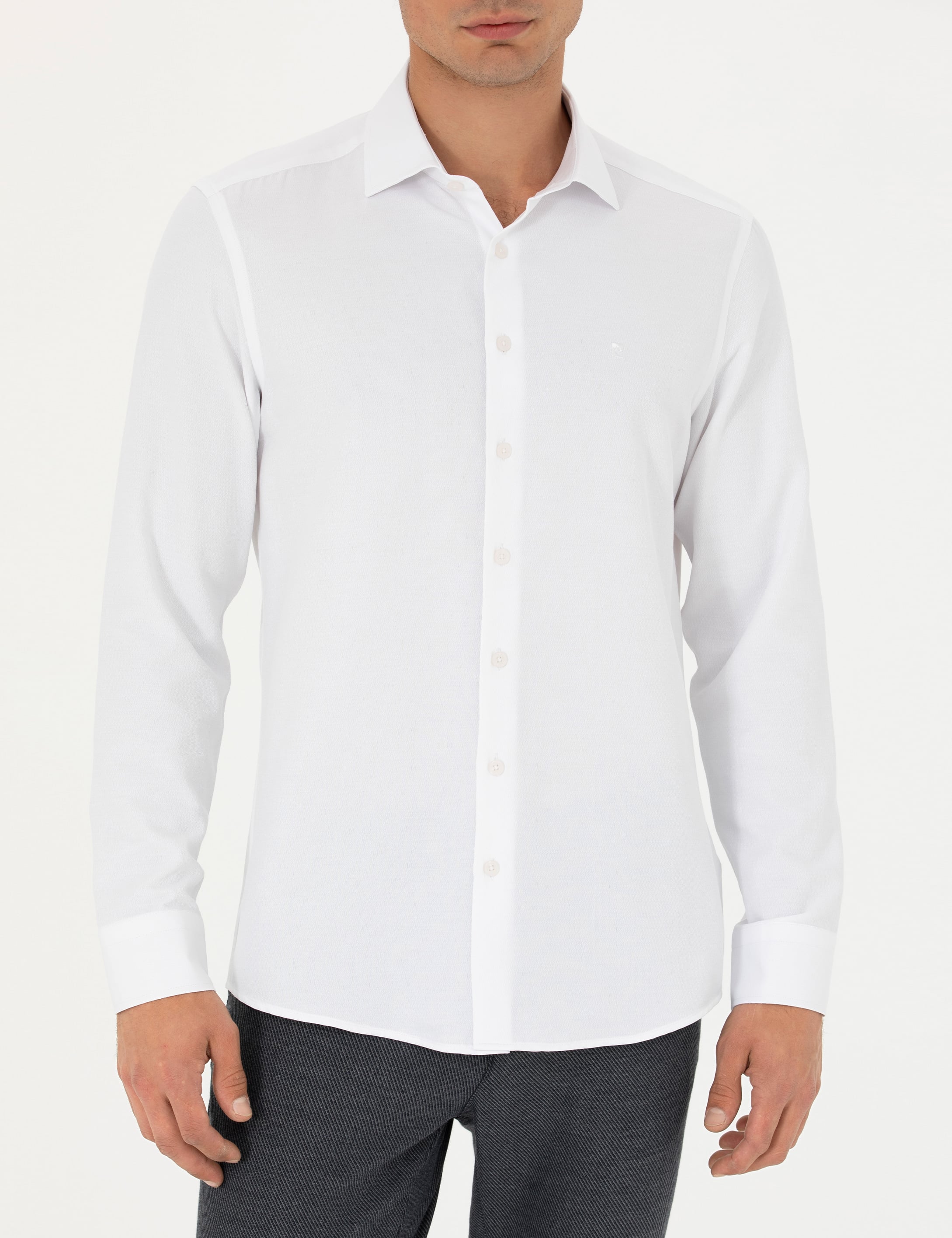 Pierre Cardin Beyaz Slim Fit Uzun Kollu Gömlek görsel 6