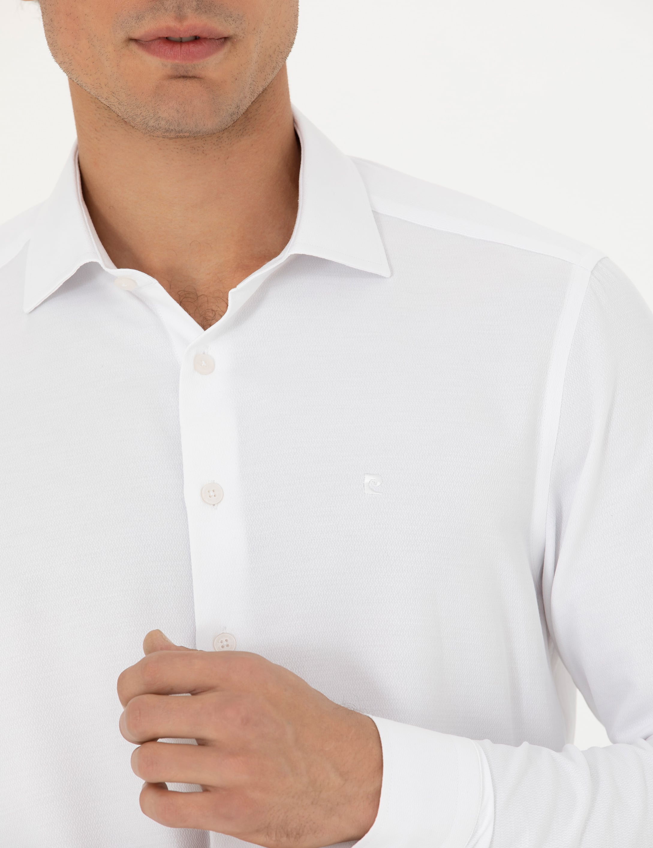 Pierre Cardin Beyaz Slim Fit Uzun Kollu Gömlek görsel 7