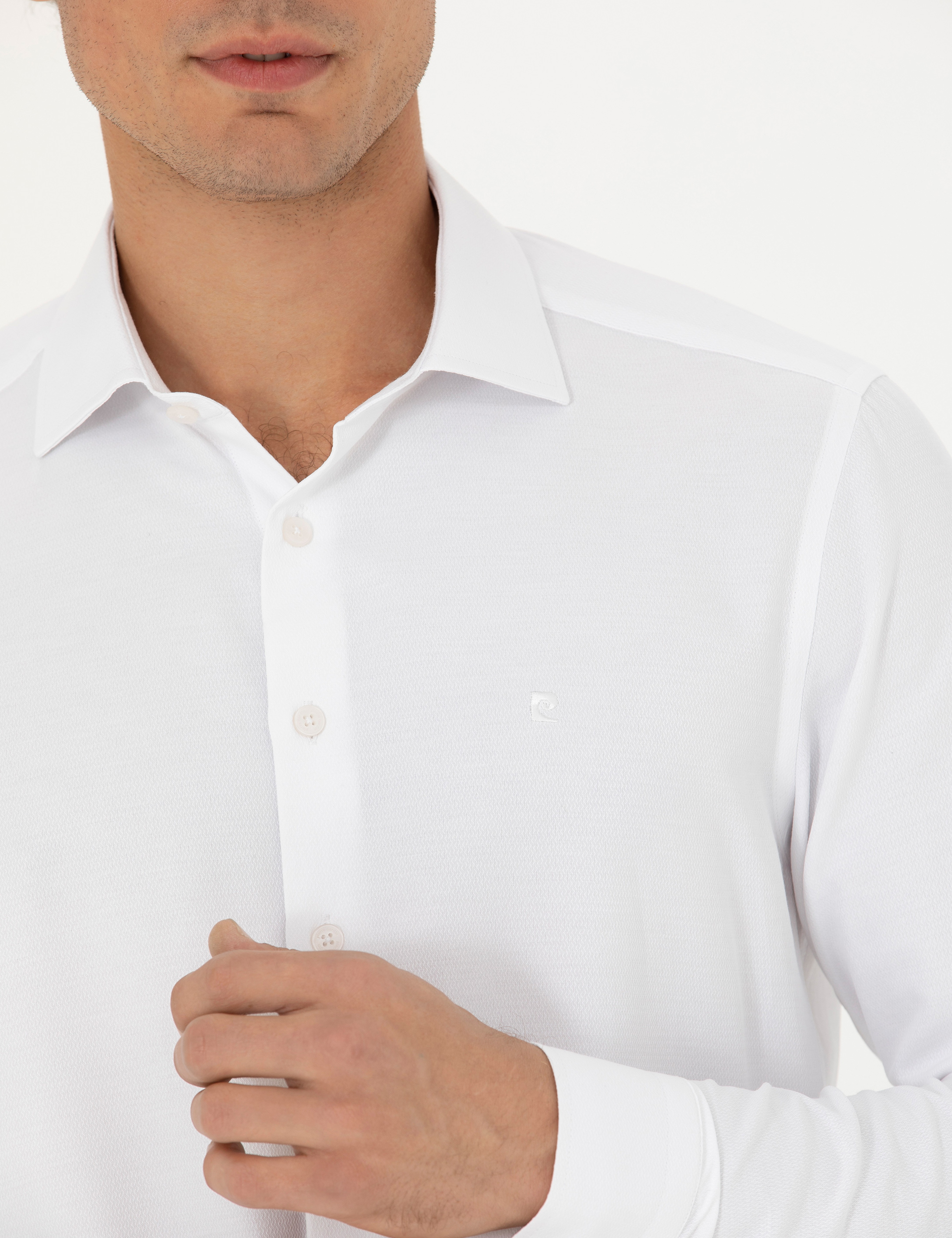 Beyaz Slim Fit Uzun Kollu Gömlek - Image 7
