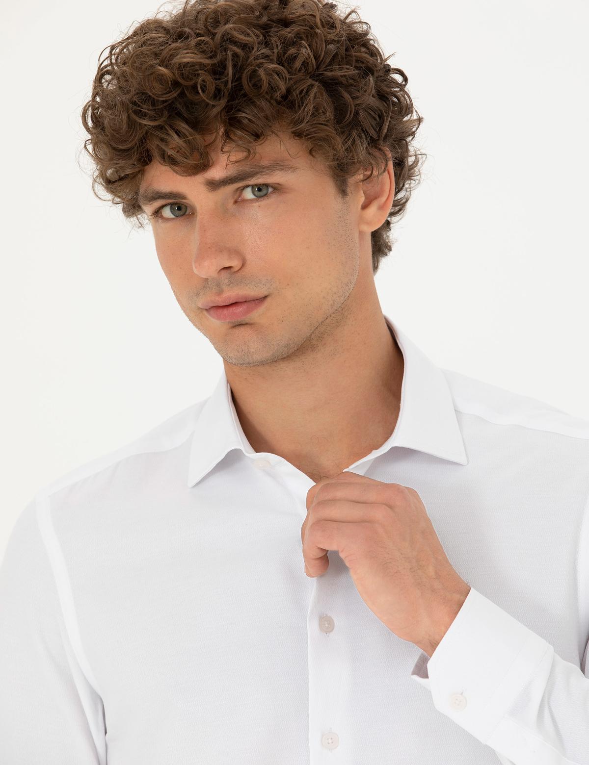 Beyaz Slim Fit Uzun Kollu Gömlek - 50275692003