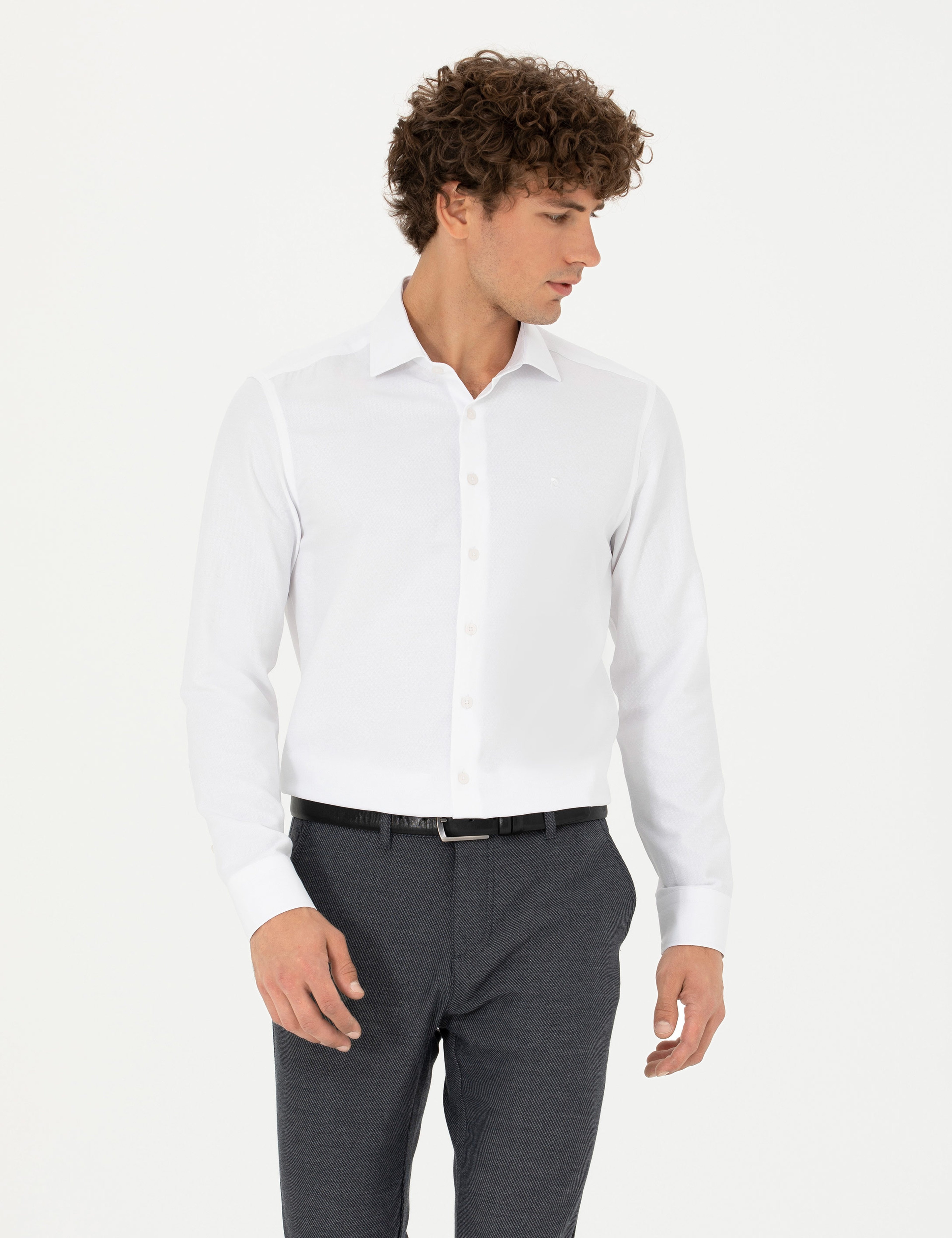 Beyaz Slim Fit Uzun Kollu Gömlek