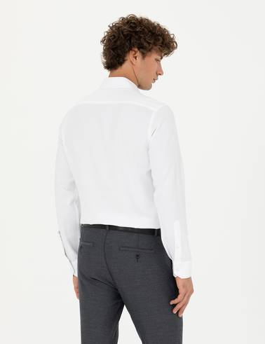Beyaz Slim Fit Uzun Kollu Gömlek
