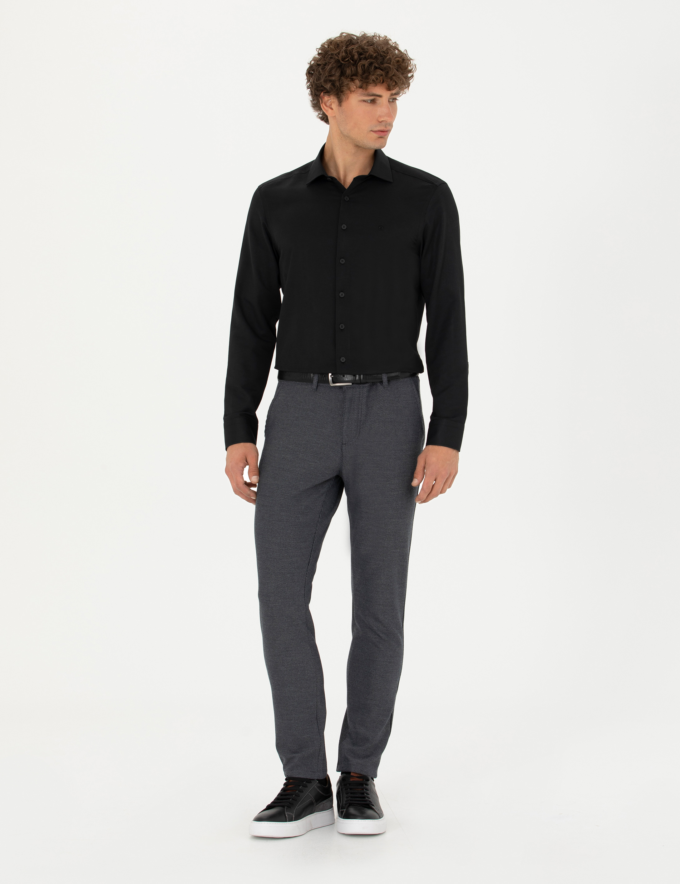 Pierre Cardin Siyah Slim Fit Uzun Kollu Gömlek görsel 4