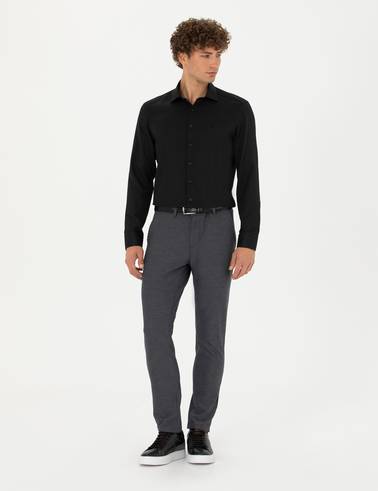 Siyah Slim Fit Uzun Kollu Gömlek