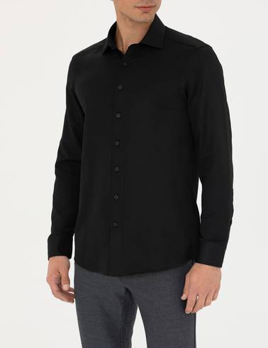 Siyah Slim Fit Uzun Kollu Gömlek