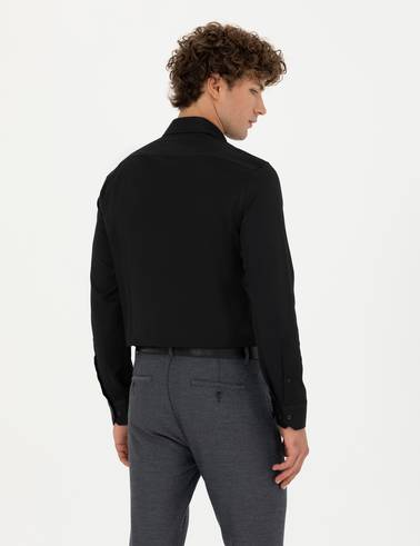 Siyah Slim Fit Uzun Kollu Gömlek