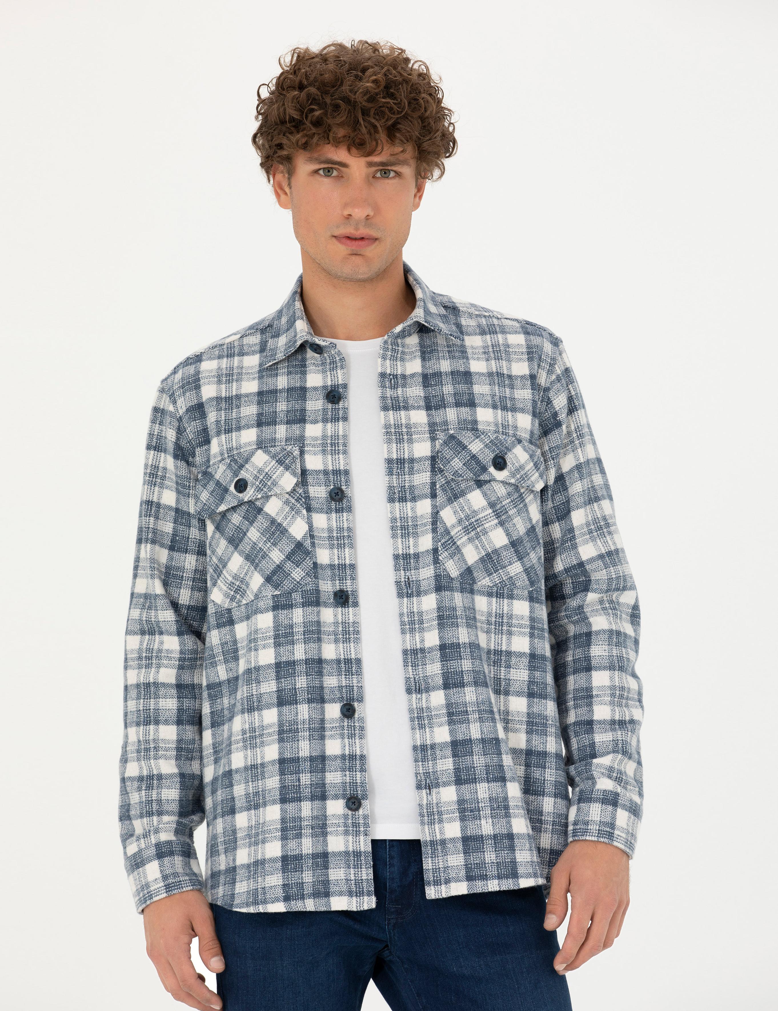 Mavi Oversize Oduncu Gömlek