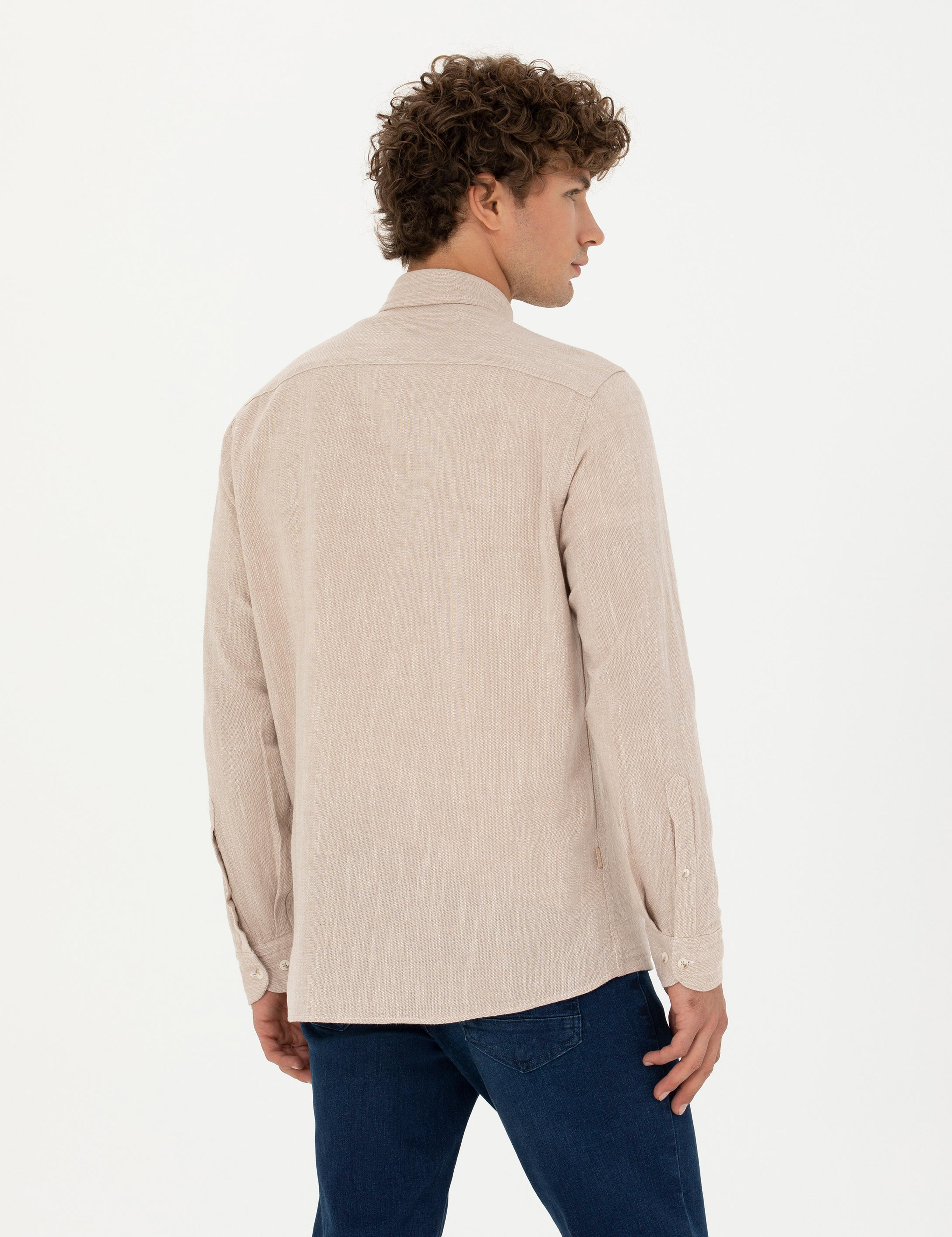 Bej Regular Fit Uzun Kollu Gömlek