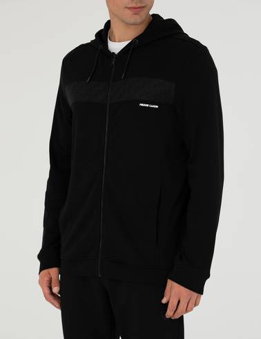 Siyah Regular Fit Kapüşonlu Hırka