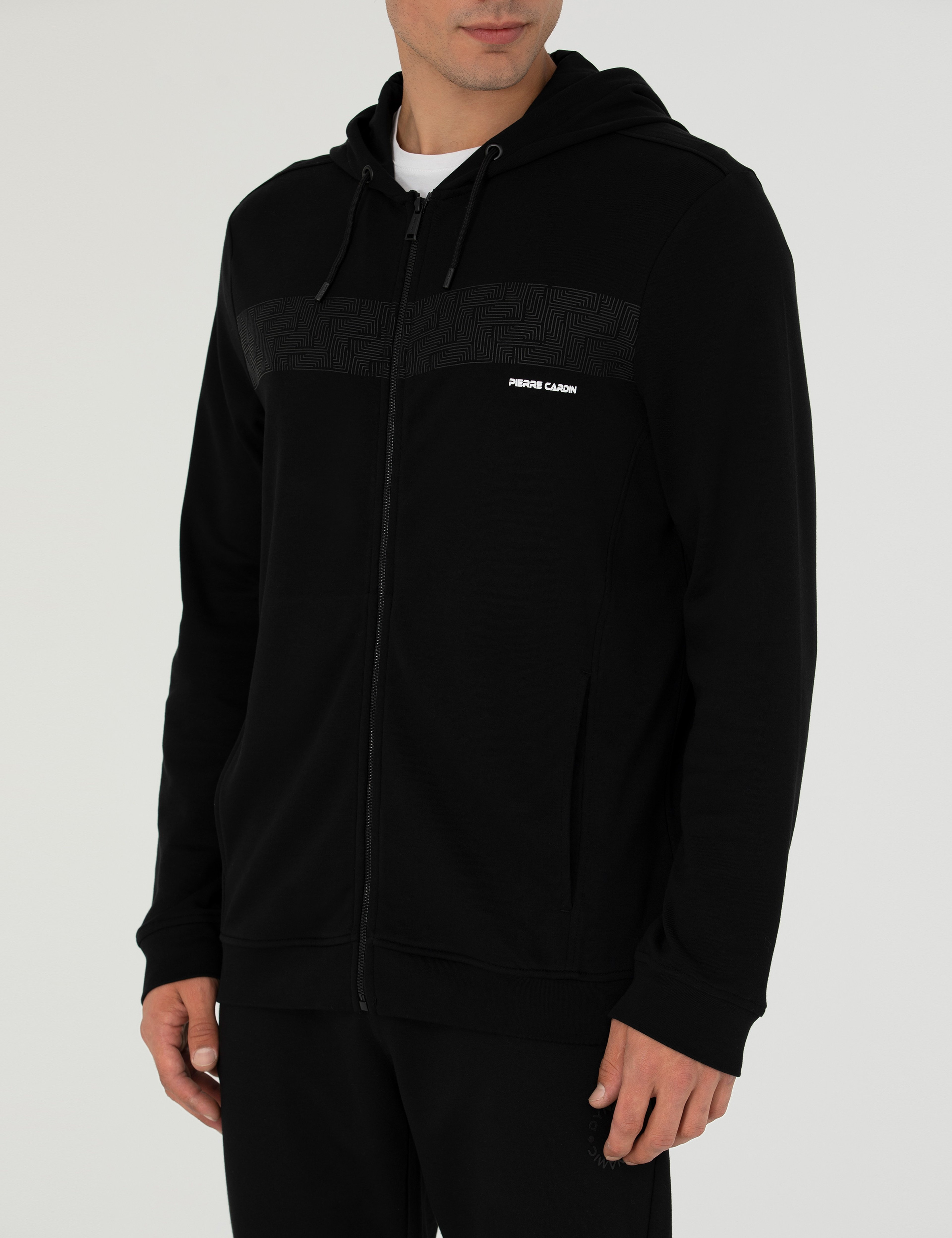 Siyah Regular Fit Kapüşonlu Hırka - Image 6
