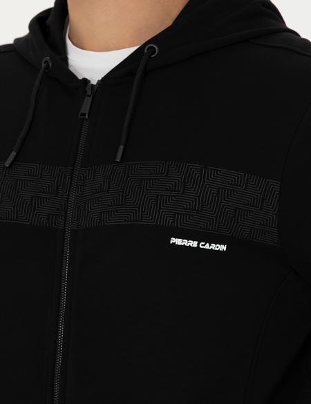 Siyah Regular Fit Kapüşonlu Hırka - 50273925023