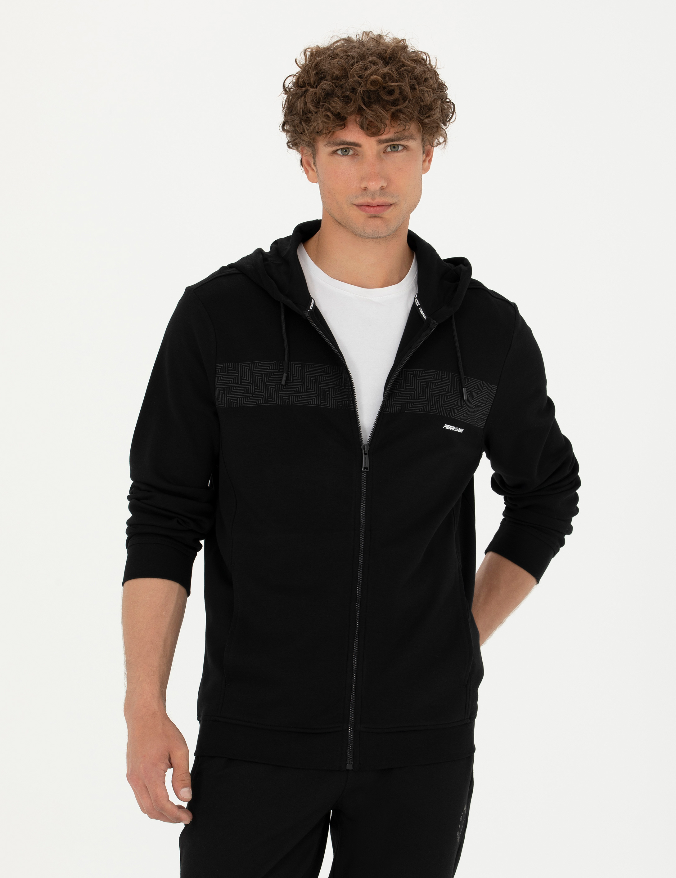 Siyah Regular Fit Kapüşonlu Hırka