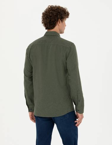 Haki Slim Fit Uzun Kollu Gömlek