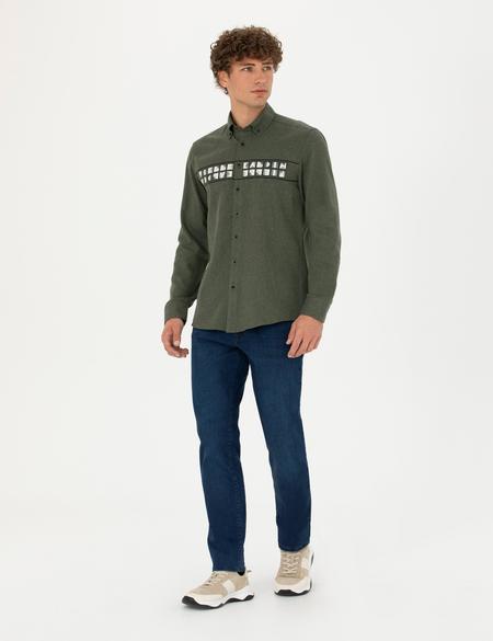 Haki Slim Fit Uzun Kollu Gömlek - 50274061026