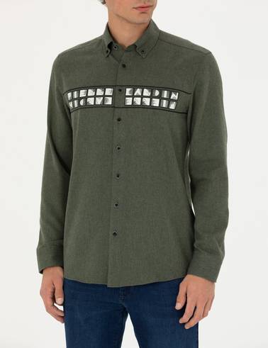 Haki Slim Fit Uzun Kollu Gömlek