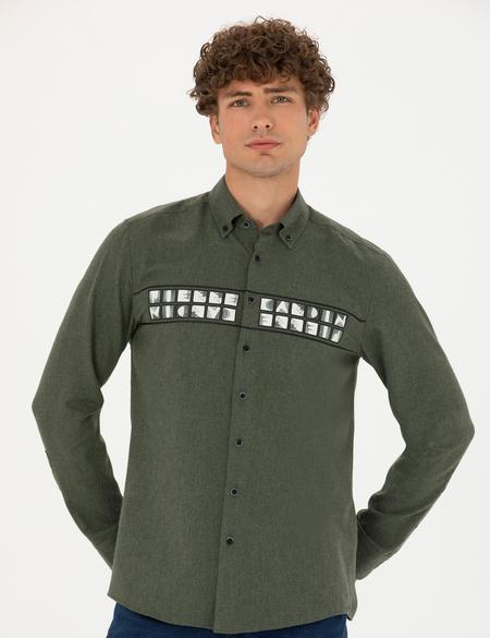 Haki Slim Fit Uzun Kollu Gömlek - 50274061026