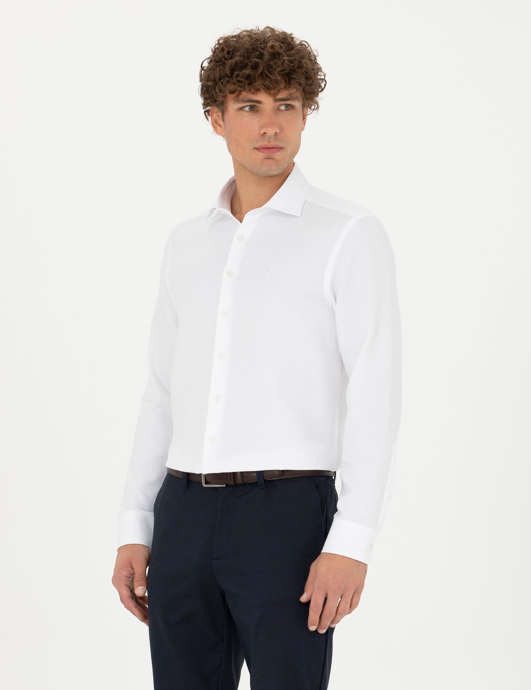 Pierre Cardin Beyaz Slim Fit Uzun Kollu Gömlek görsel 3