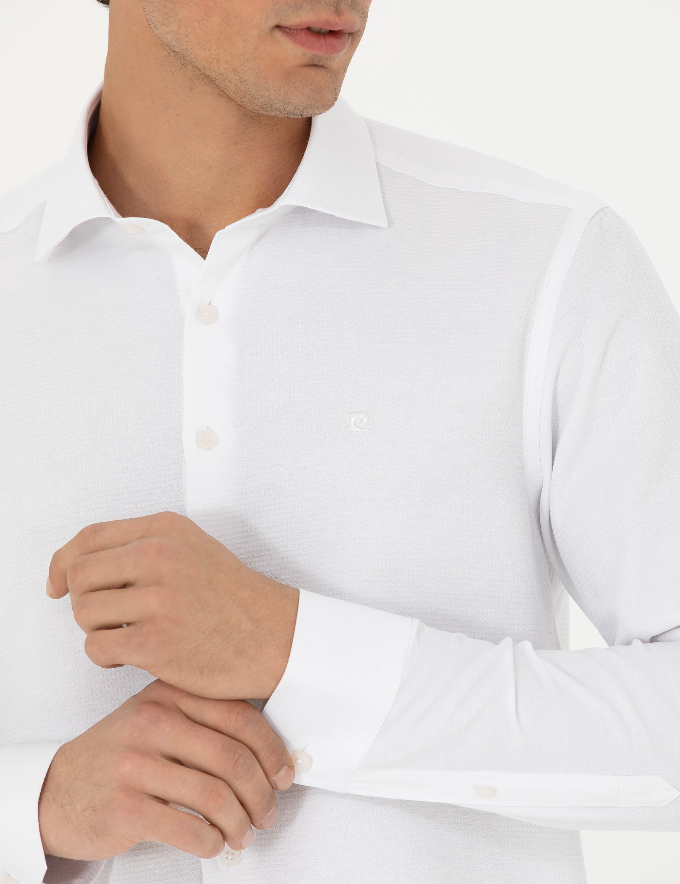 Pierre Cardin Beyaz Slim Fit Uzun Kollu Gömlek görsel 7