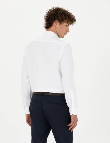 Beyaz Slim Fit Uzun Kollu Gömlek