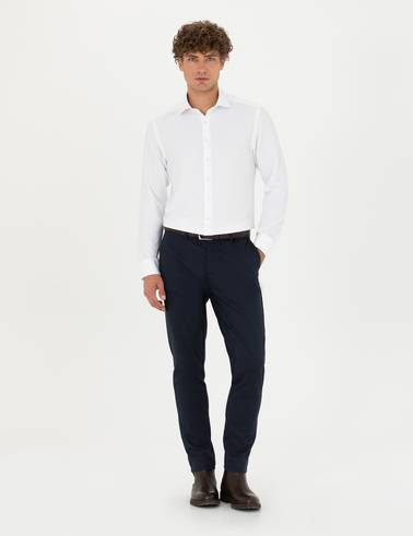 Beyaz Slim Fit Uzun Kollu Gömlek
