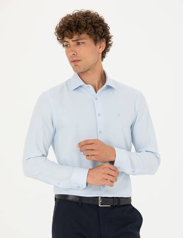 Açık Mavi Slim Fit Uzun Kollu Gömlek