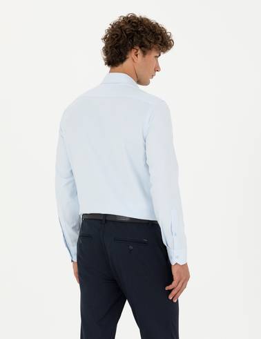 Açık Mavi Slim Fit Uzun Kollu Gömlek