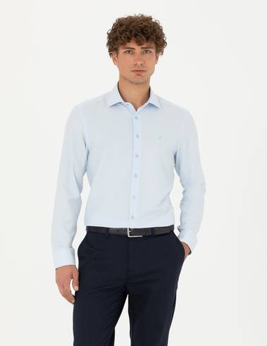Açık Mavi Slim Fit Uzun Kollu Gömlek