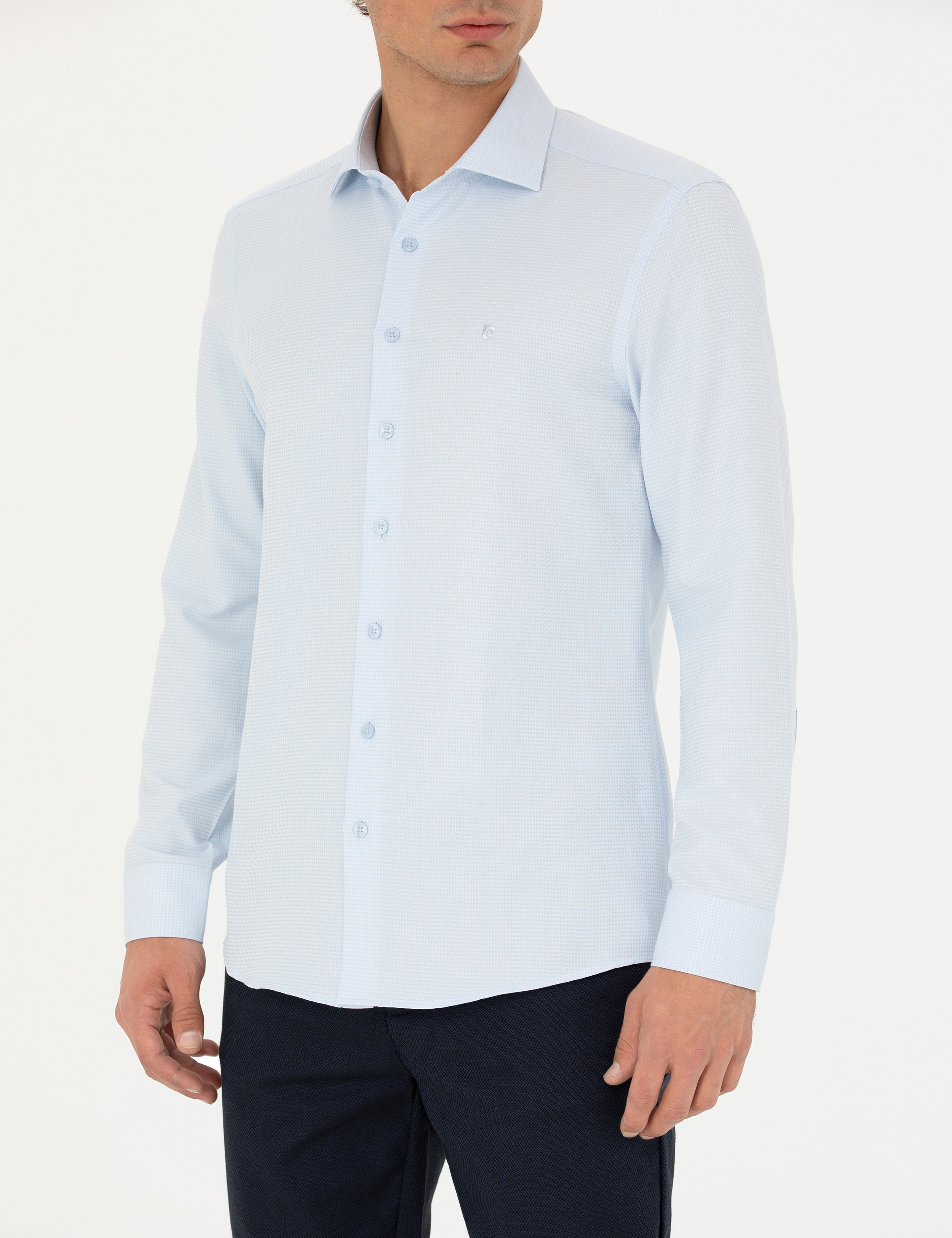 Açık Mavi Slim Fit Uzun Kollu Gömlek - Image 6