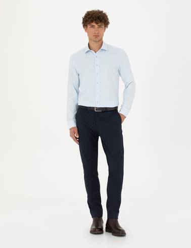 Açık Mavi Slim Fit Uzun Kollu Gömlek