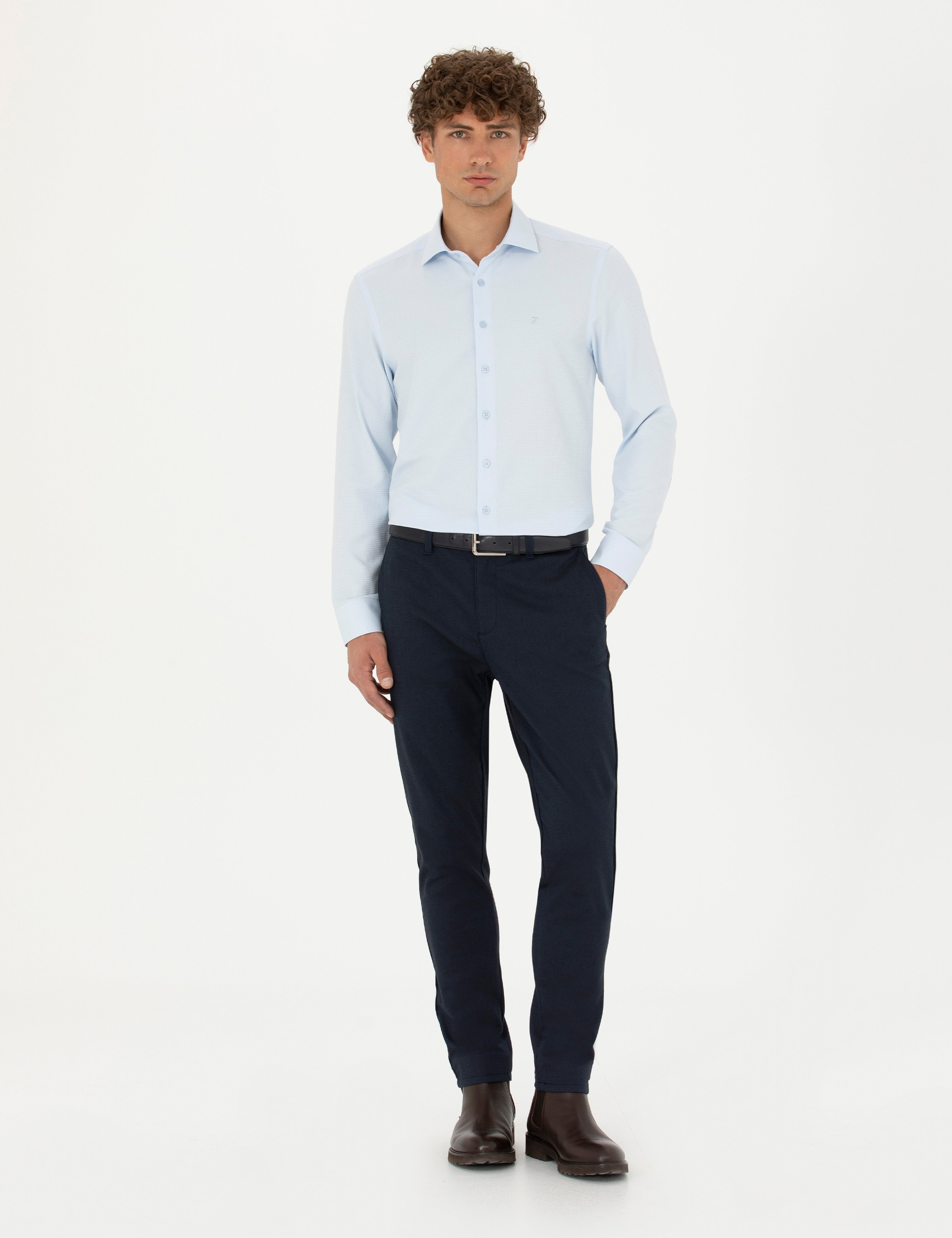 Açık Mavi Slim Fit Uzun Kollu Gömlek