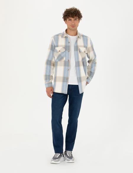 Bej Ekose Oduncu Oversize Gömlek Ceket - 50276931024