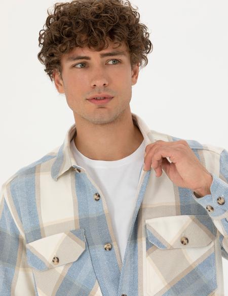 Bej Ekose Oduncu Oversize Gömlek Ceket - 50276931024