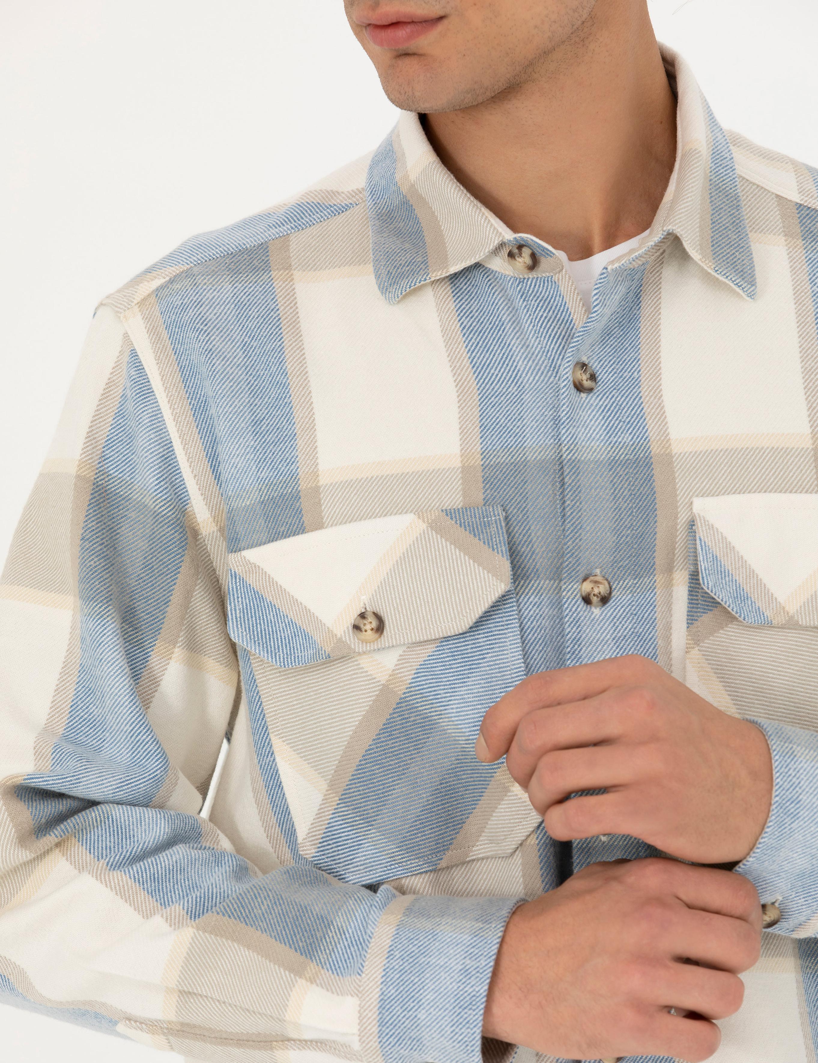 Bej Ekose Oduncu Oversize Gömlek Ceket