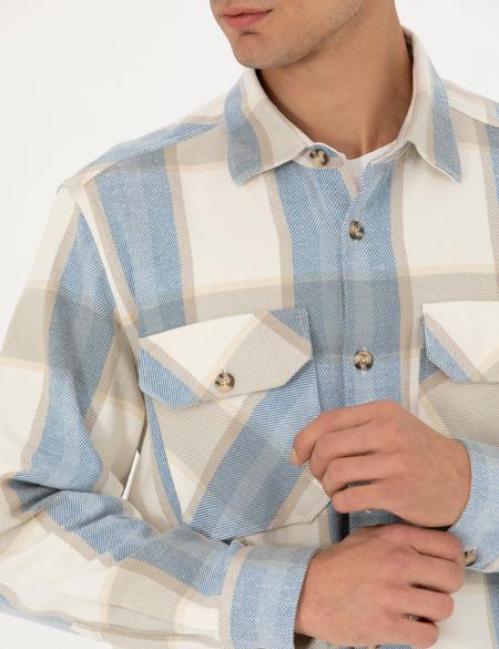 Bej Ekose Oduncu Oversize Gömlek Ceket - 50276931024