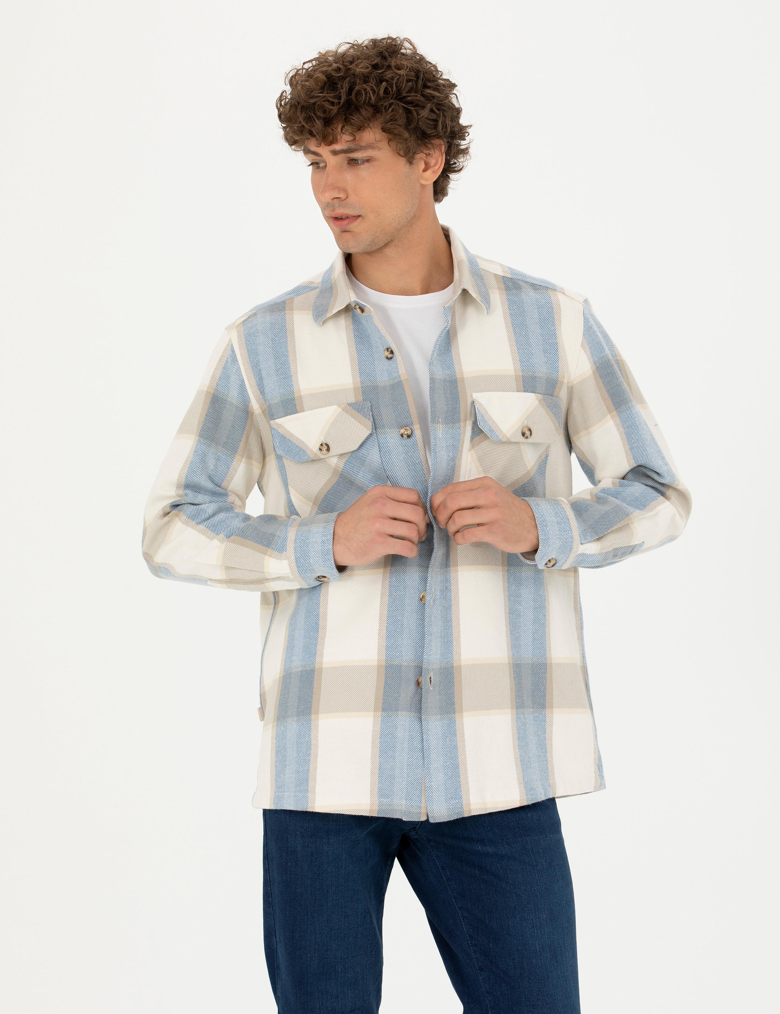 Bej Ekose Oduncu Oversize Gömlek Ceket