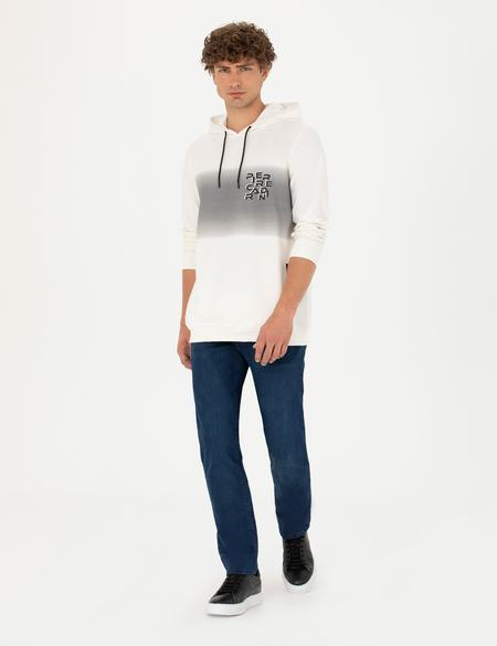 Ekru 2 İplik Regular Fit Kapüşonlu Sweatshirt - 50272827013
